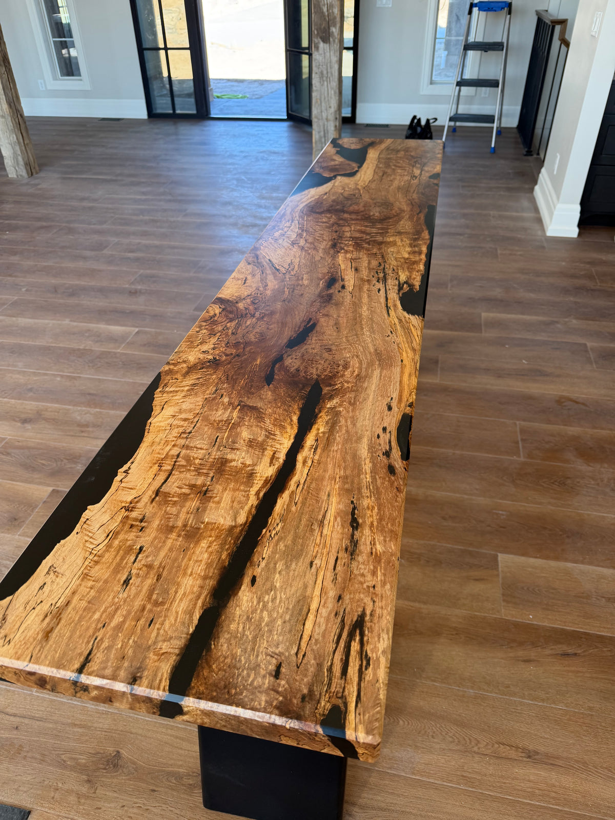 Oregon Myrtle & Black Epoxy Statement Foyer Table