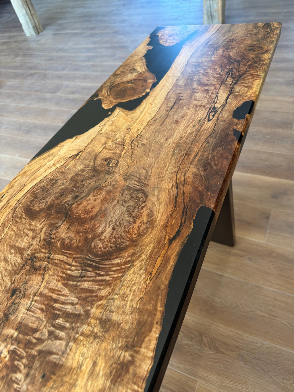 Oregon Myrtle & Black Epoxy Statement Foyer Table