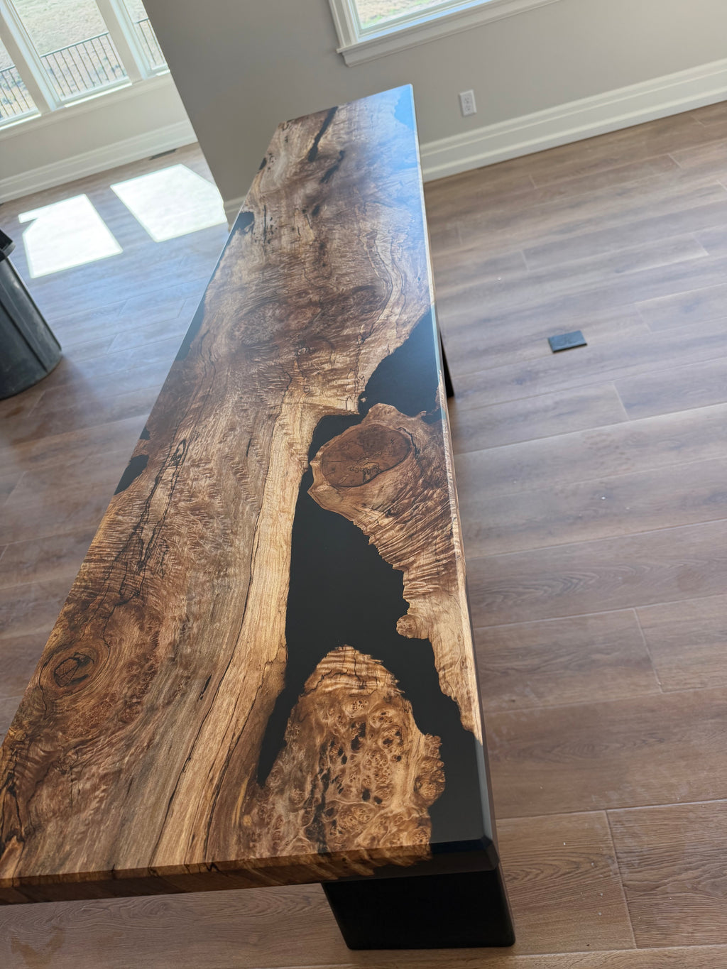 Oregon Myrtle & Black Epoxy Statement Foyer Table