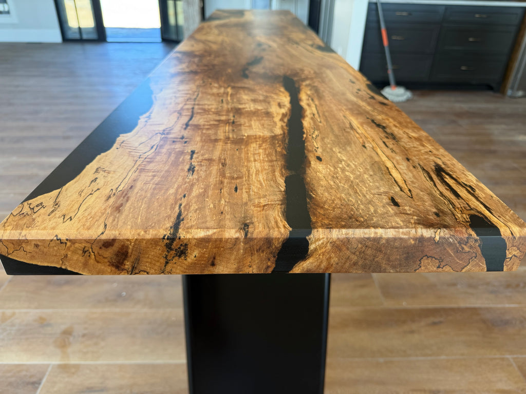 Oregon Myrtle & Black Epoxy Statement Foyer Table
