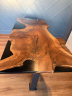 Oregon Walnut & Black Epoxy Live Edge Desk