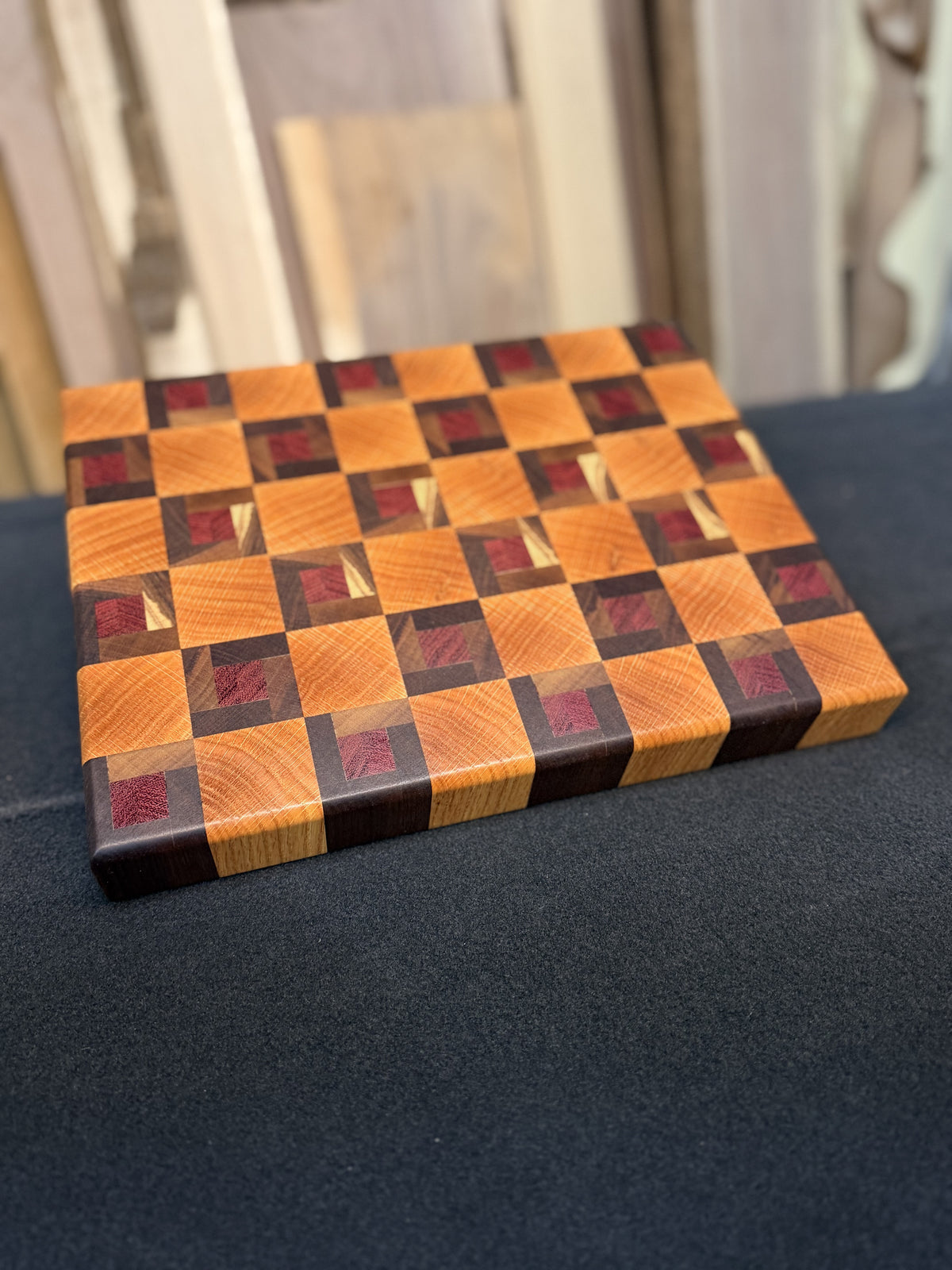 White Oak, Walnut & Purple Heart Cutting Board