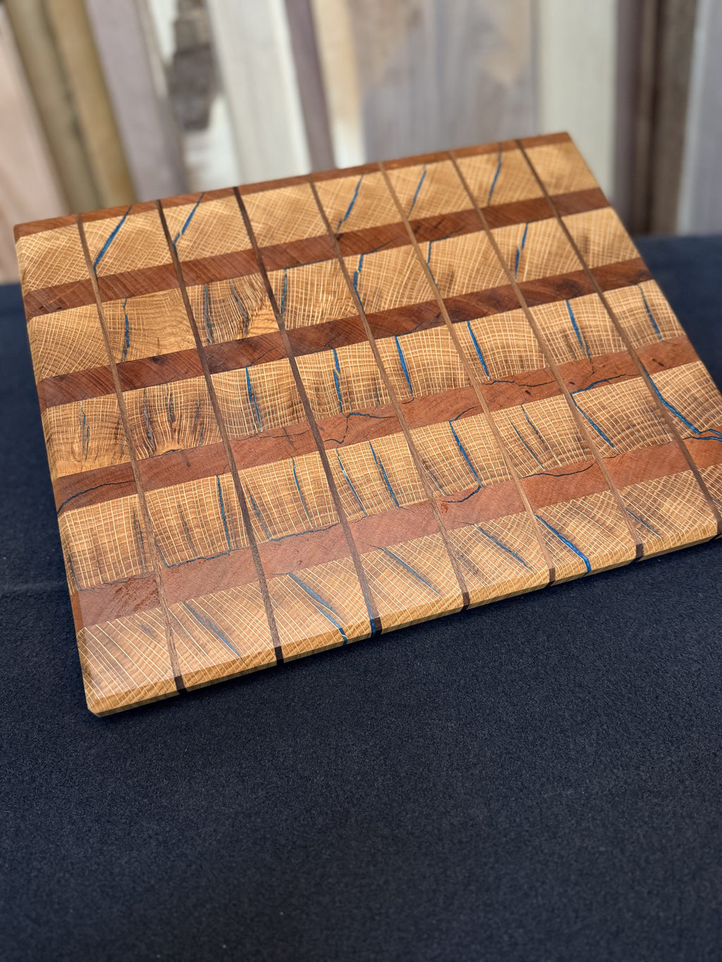 White Oak & Cherry Blue Resin Cutting Board