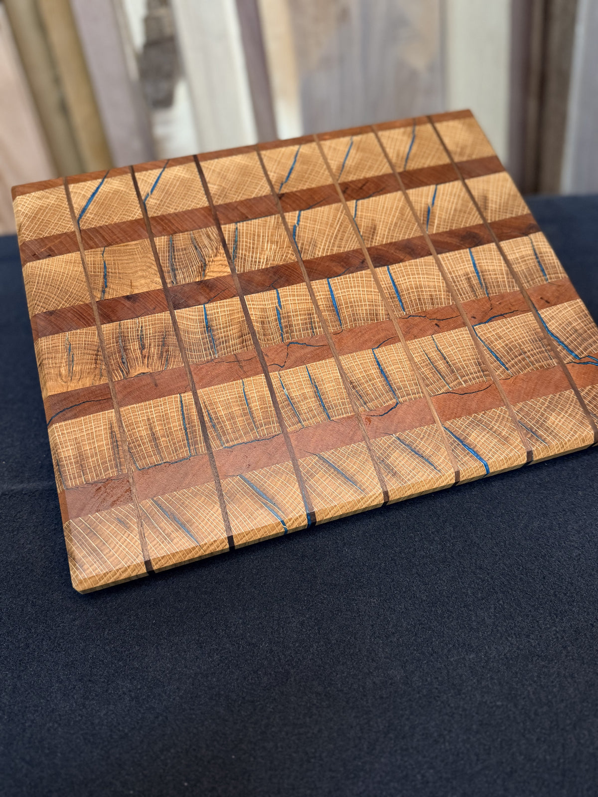 White Oak & Cherry Blue Resin Cutting Board