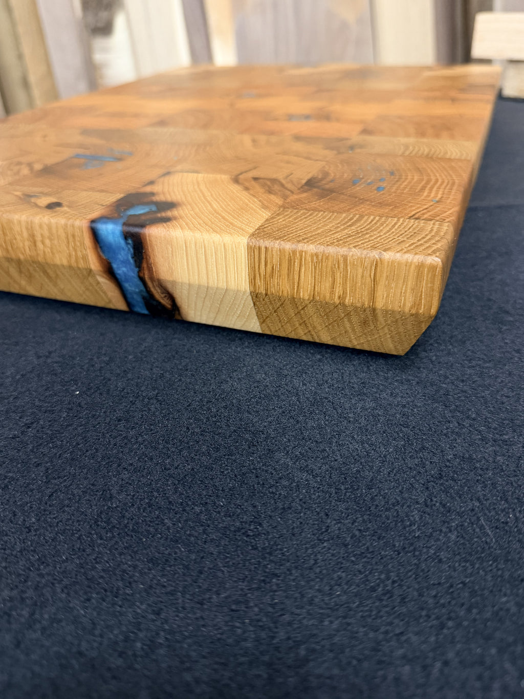 White Oak, Red Oak & Hickory Turquoise Resin Board