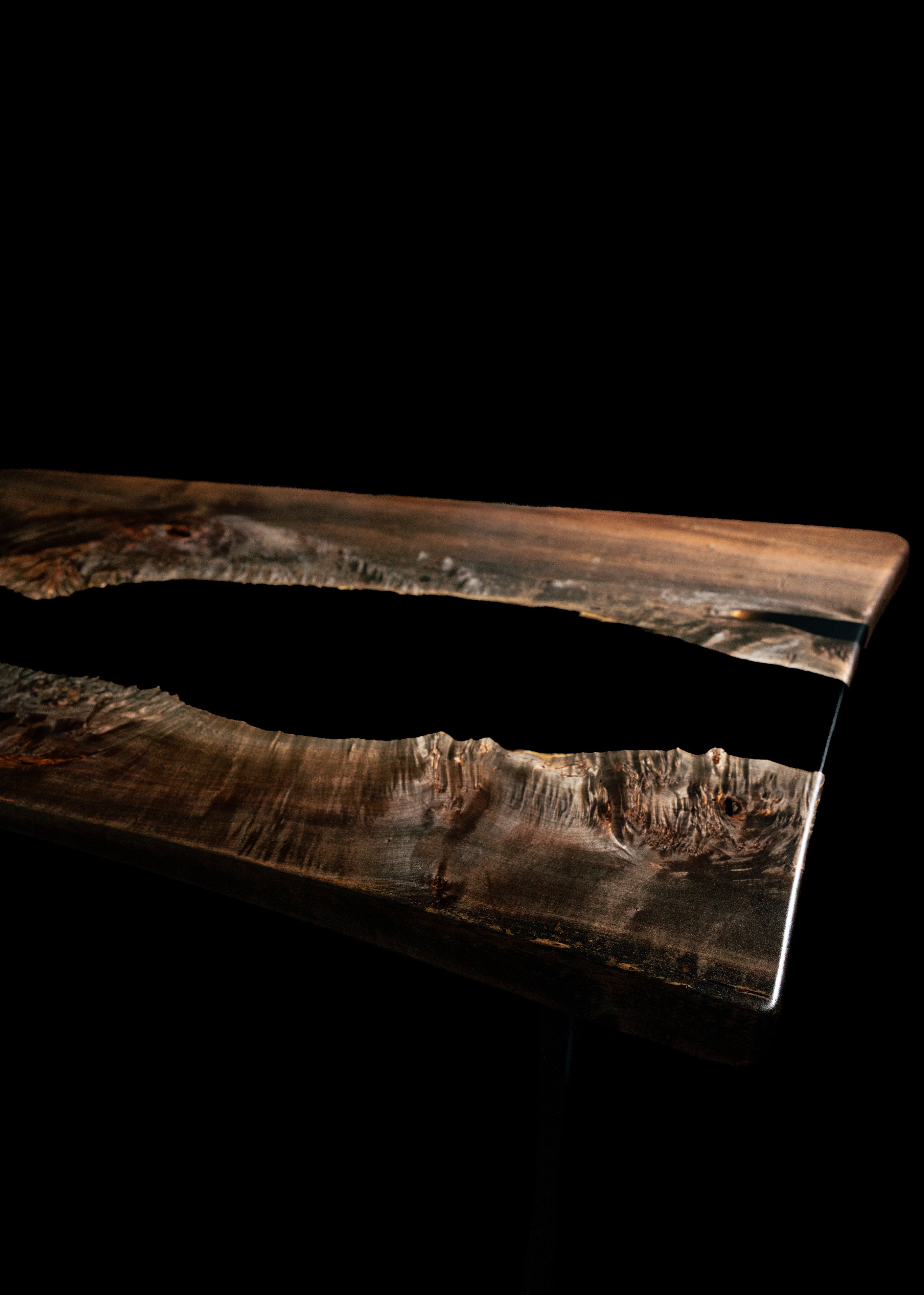 Live-Edge Walnut | Black Resin River Table