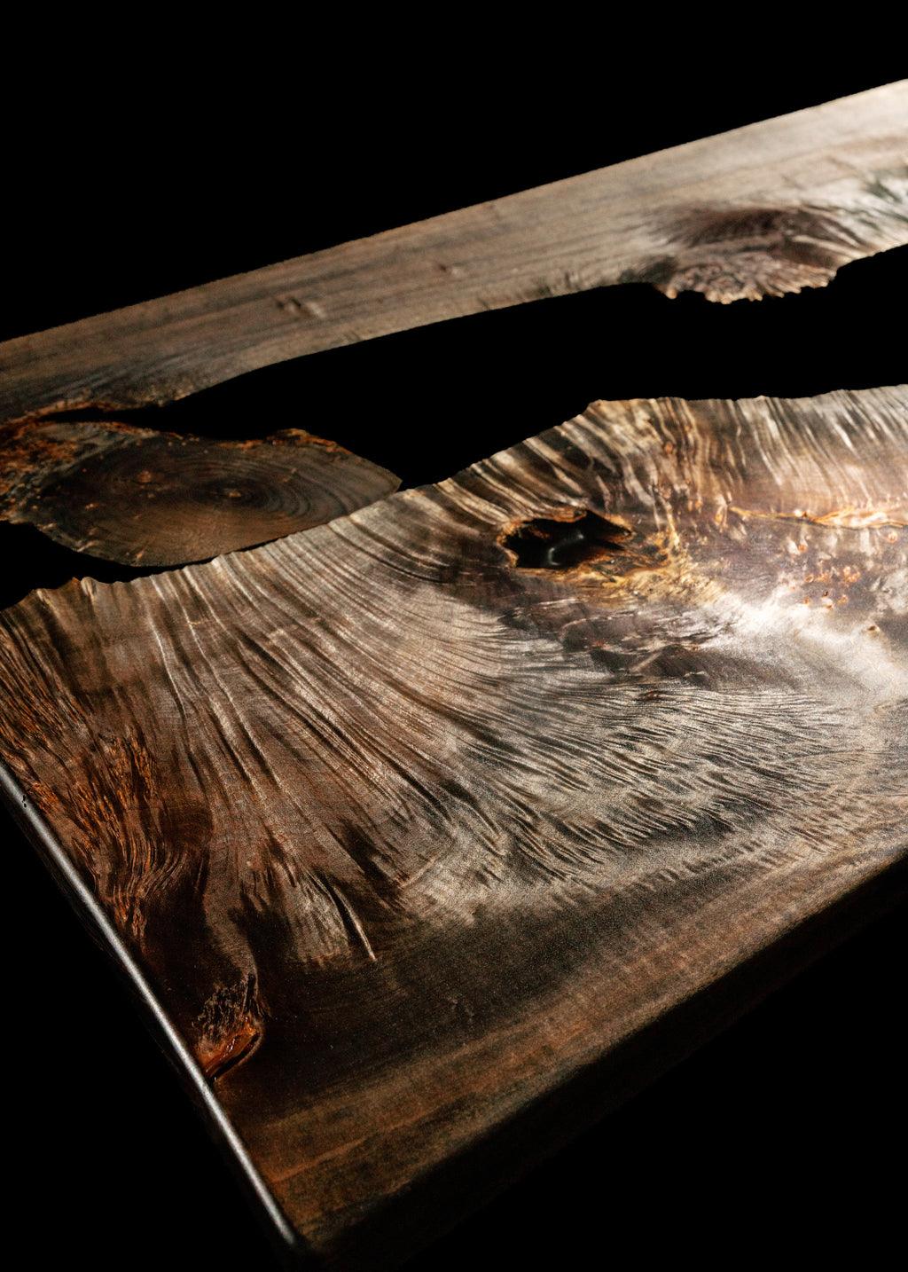 Live-Edge Walnut | Black Resin River Table