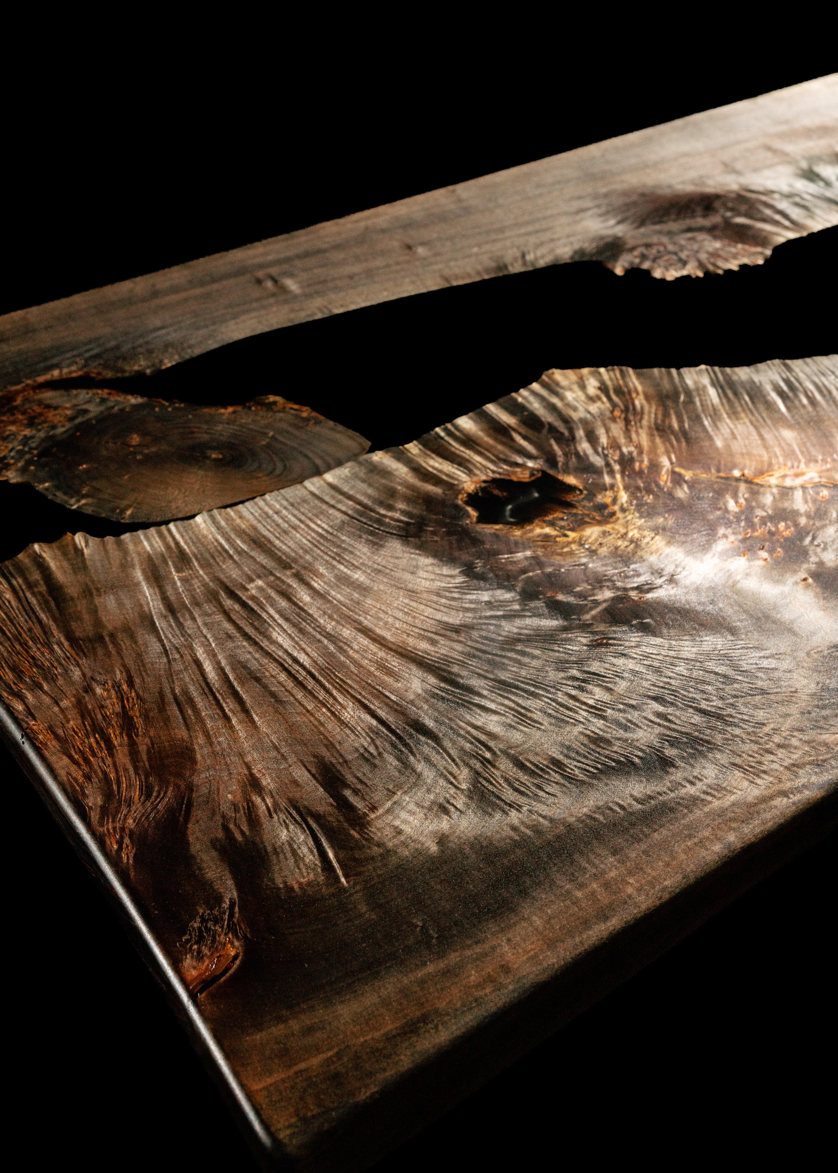 Live-Edge Walnut | Black Resin River Table