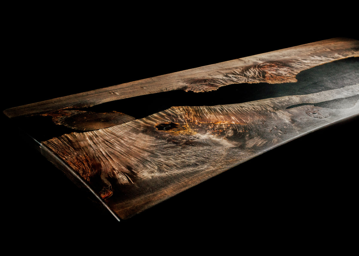 Live-Edge Walnut | Black Resin River Table