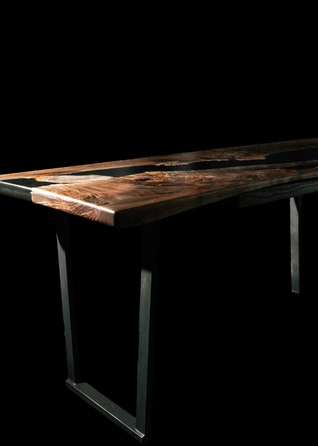 Live-Edge Walnut | Black Resin River Table