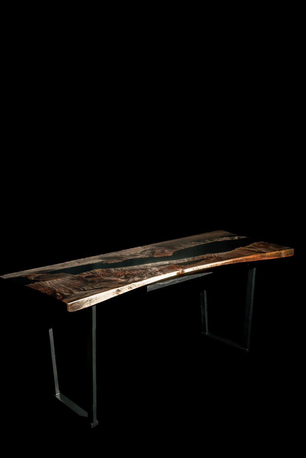Live-Edge Walnut | Black Resin River Table