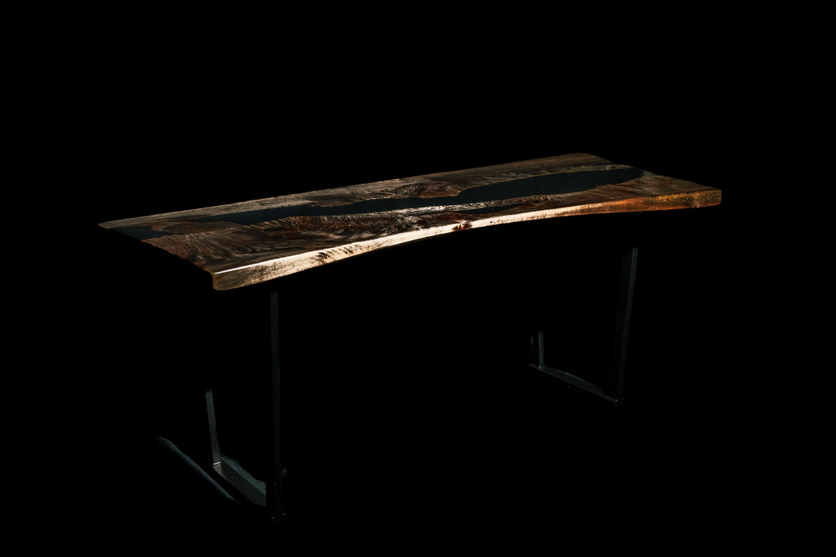 Live-Edge Walnut | Black Resin River Table